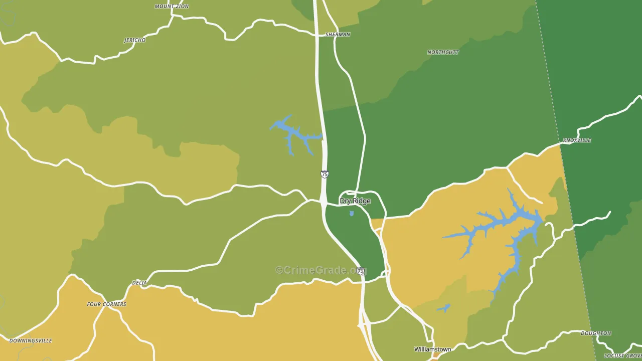 Grant County, KY Map of Vehicle Theft Rates