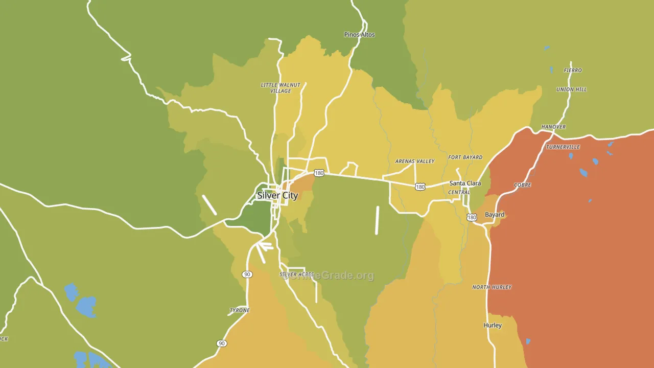 Grant County, NM Map of Vehicle Theft Rates