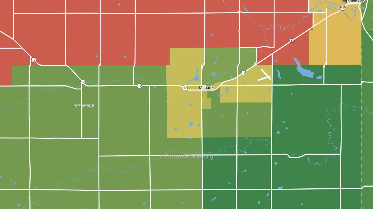 Grant County, SD Map of Vehicle Theft Rates