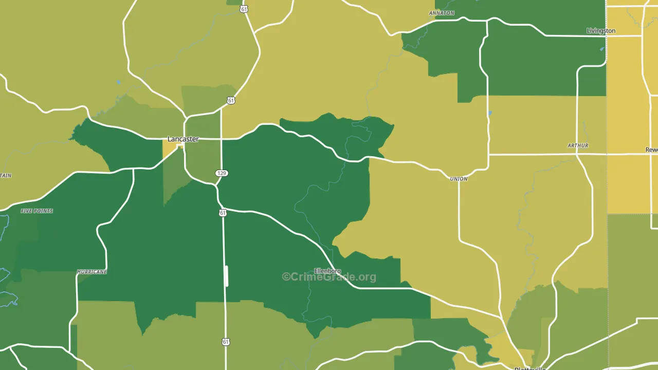 Grant County, WI Map of Vehicle Theft Rates