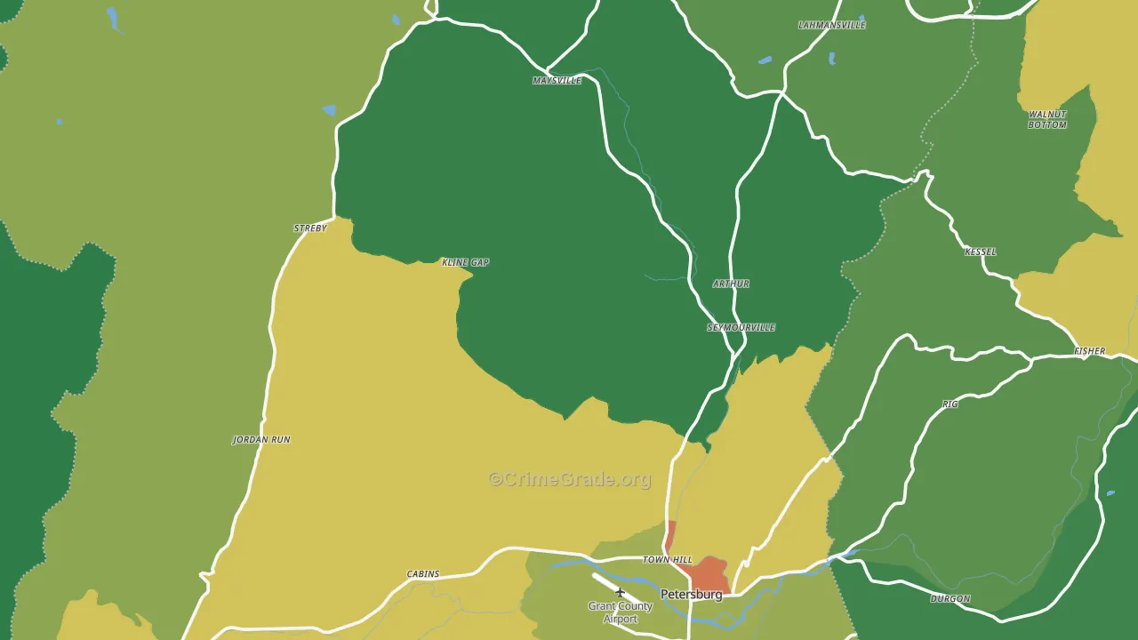 Grant County, WV Map of Vehicle Theft Rates