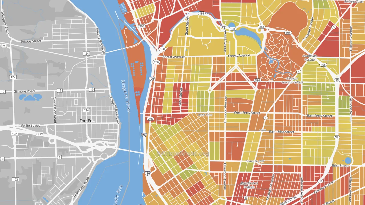Grant Ferry, Buffalo, NY Map of Vehicle Theft Rates