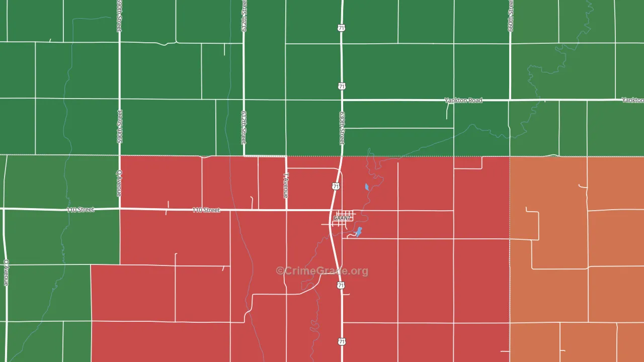Grant, IA Map of Vehicle Theft Rates