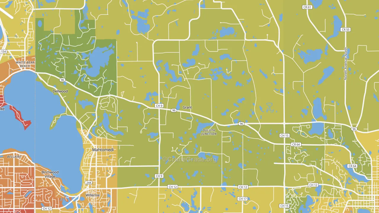 Grant, MN Map of Vehicle Theft Rates