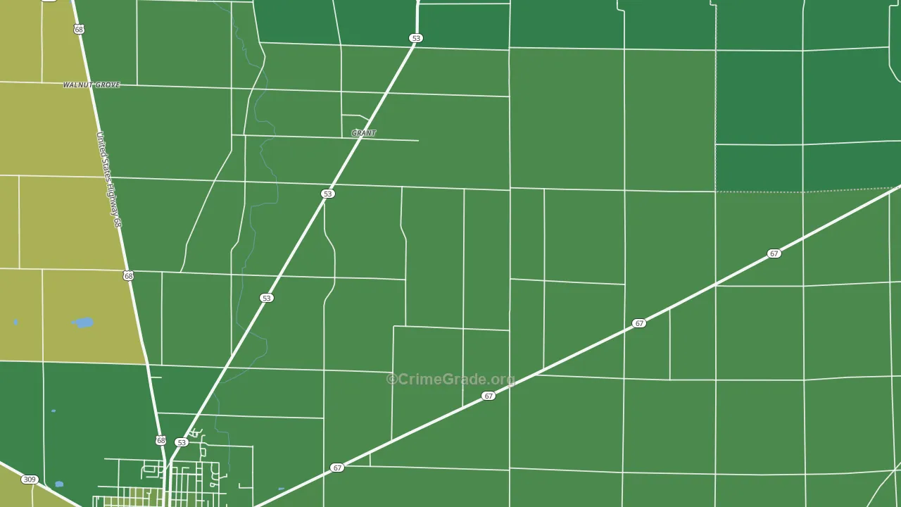 Grant, OH Map of Vehicle Theft Rates