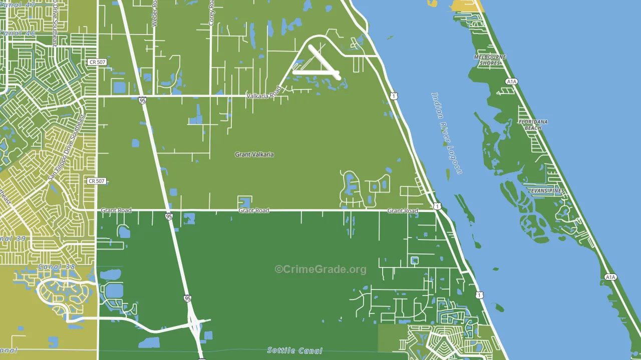 Grant-Valkaria, FL Map of Vehicle Theft Rates