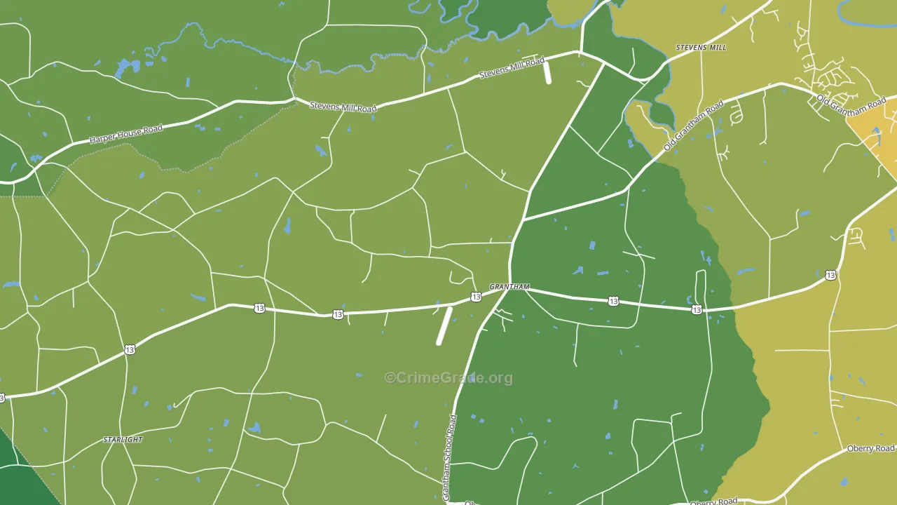Grantham, NC Map of Vehicle Theft Rates