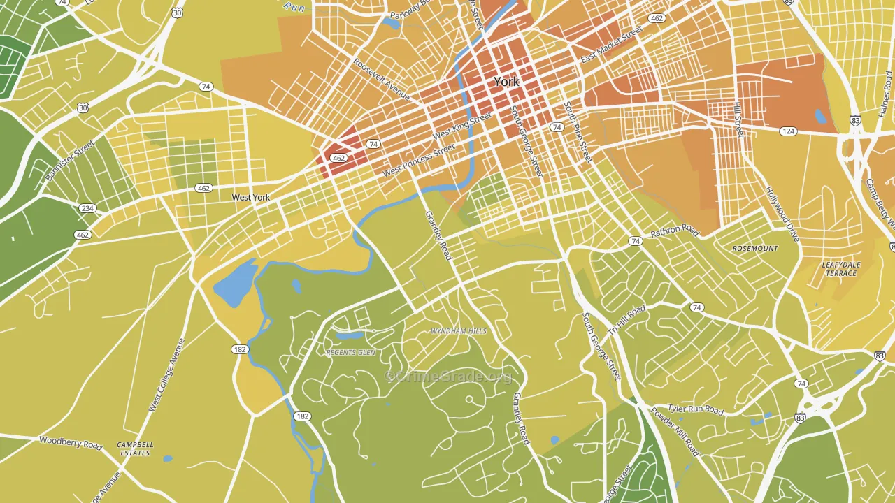 Grantley, York, PA Map of Vehicle Theft Rates