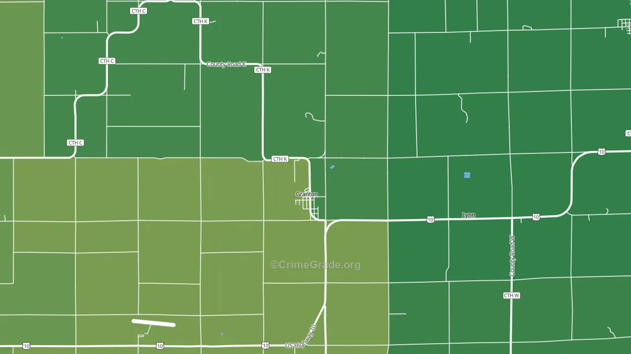 Granton, WI Map of Vehicle Theft Rates