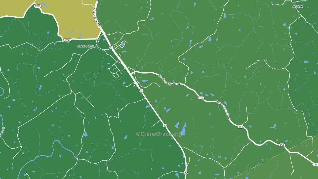 Grants Lick, KY Map of Vehicle Theft Rates