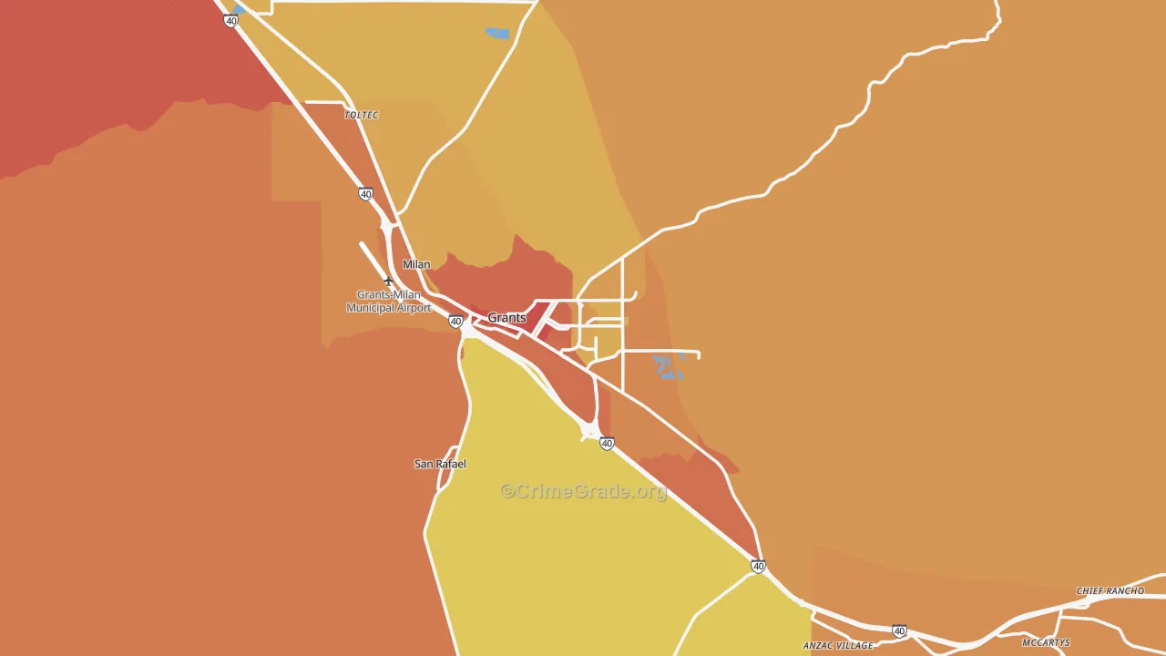 Grants, NM Map of Vehicle Theft Rates