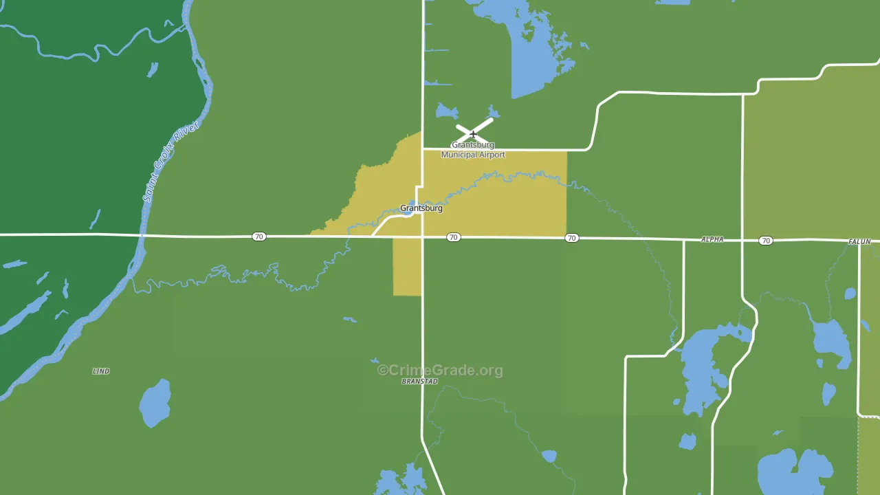 Grantsburg, WI Map of Vehicle Theft Rates