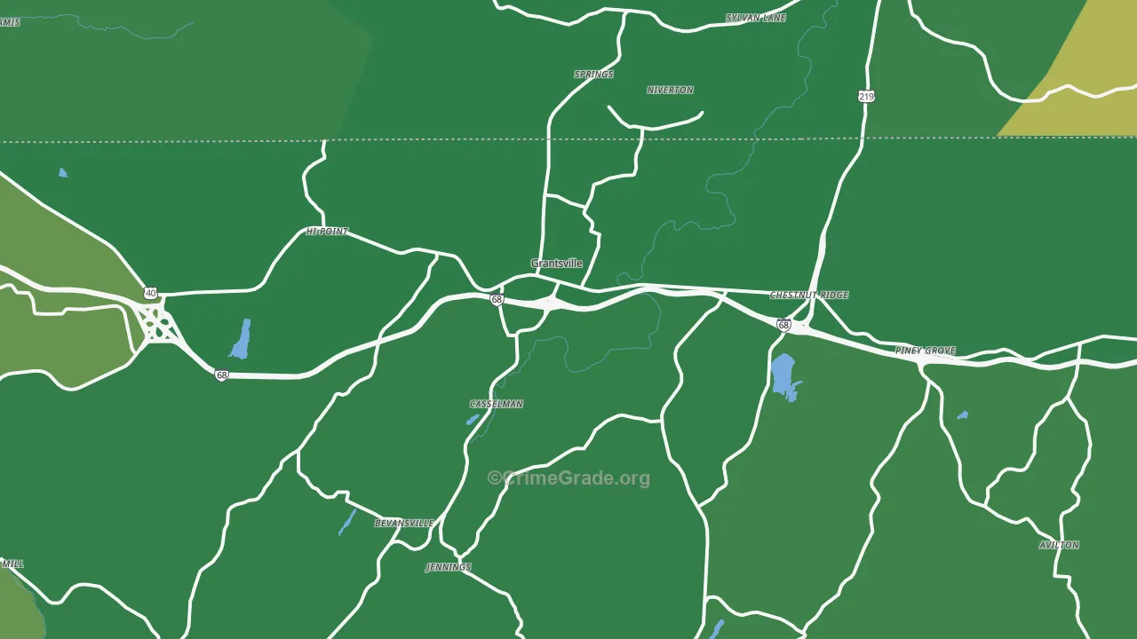 Grantsville, MD Map of Vehicle Theft Rates