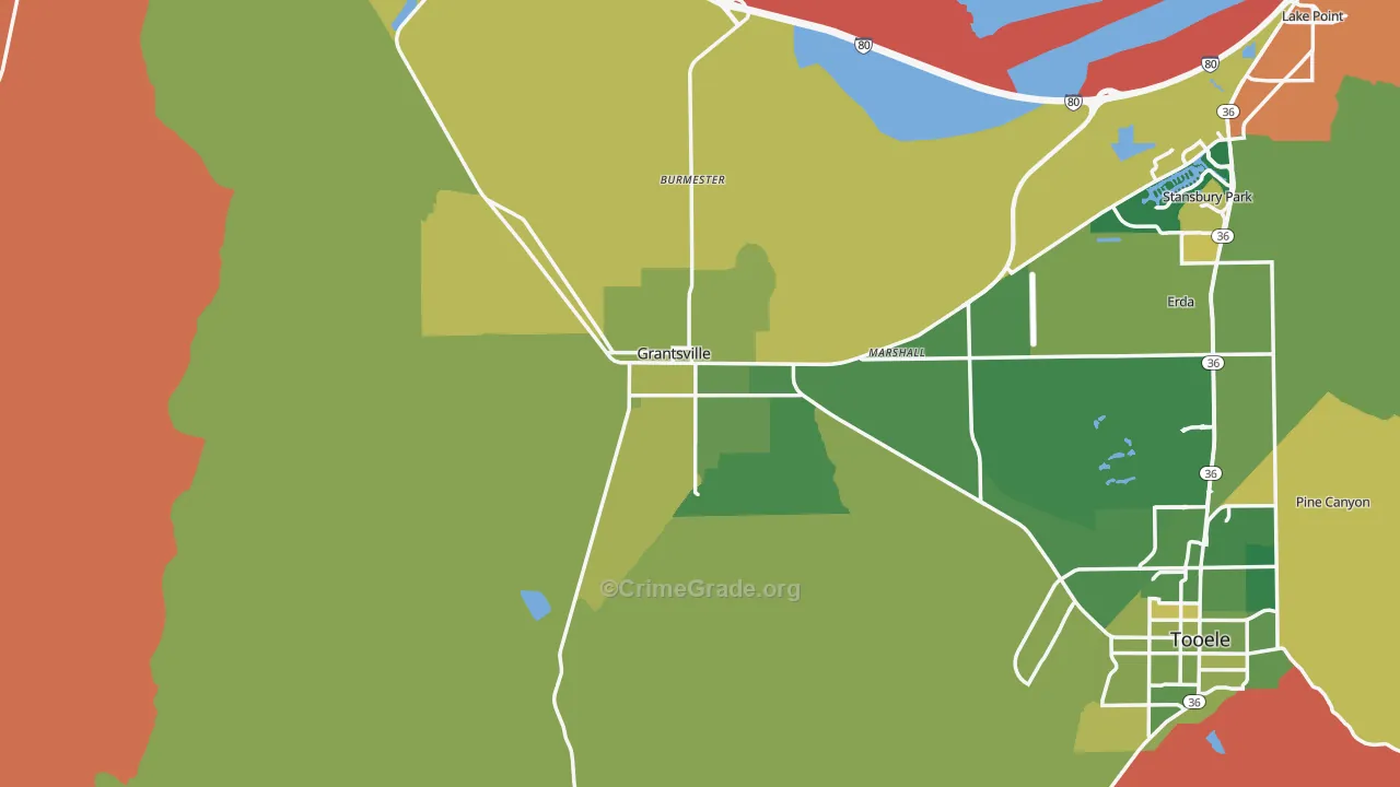Grantsville, UT Map of Vehicle Theft Rates