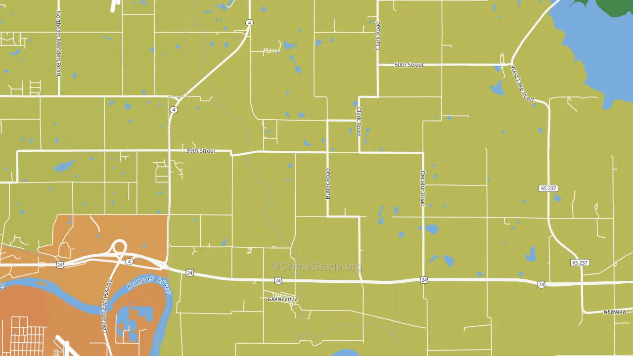 Grantville, KS Map of Vehicle Theft Rates