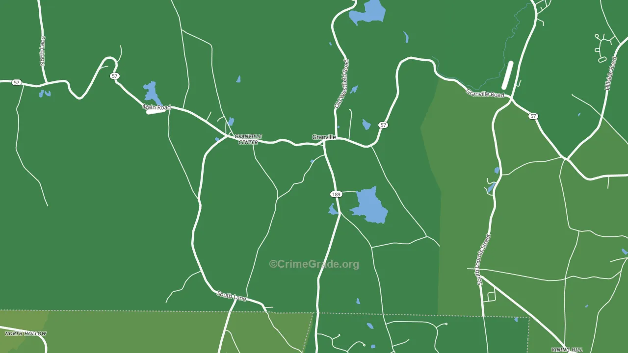 Granville Center, MA Map of Vehicle Theft Rates