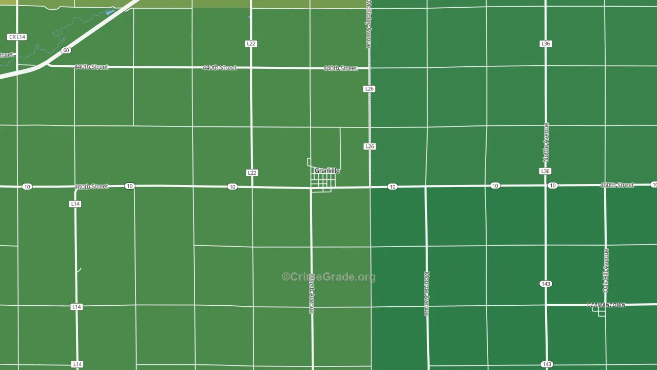 Granville, IA Map of Vehicle Theft Rates