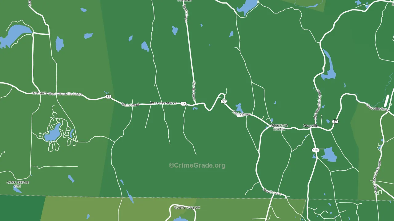 Granville, MA Map of Vehicle Theft Rates