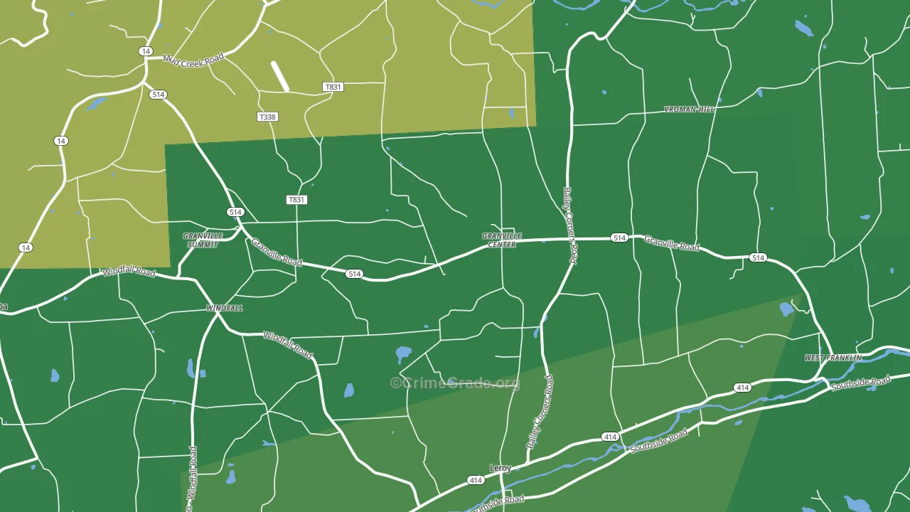 Granville Summit, PA Map of Vehicle Theft Rates