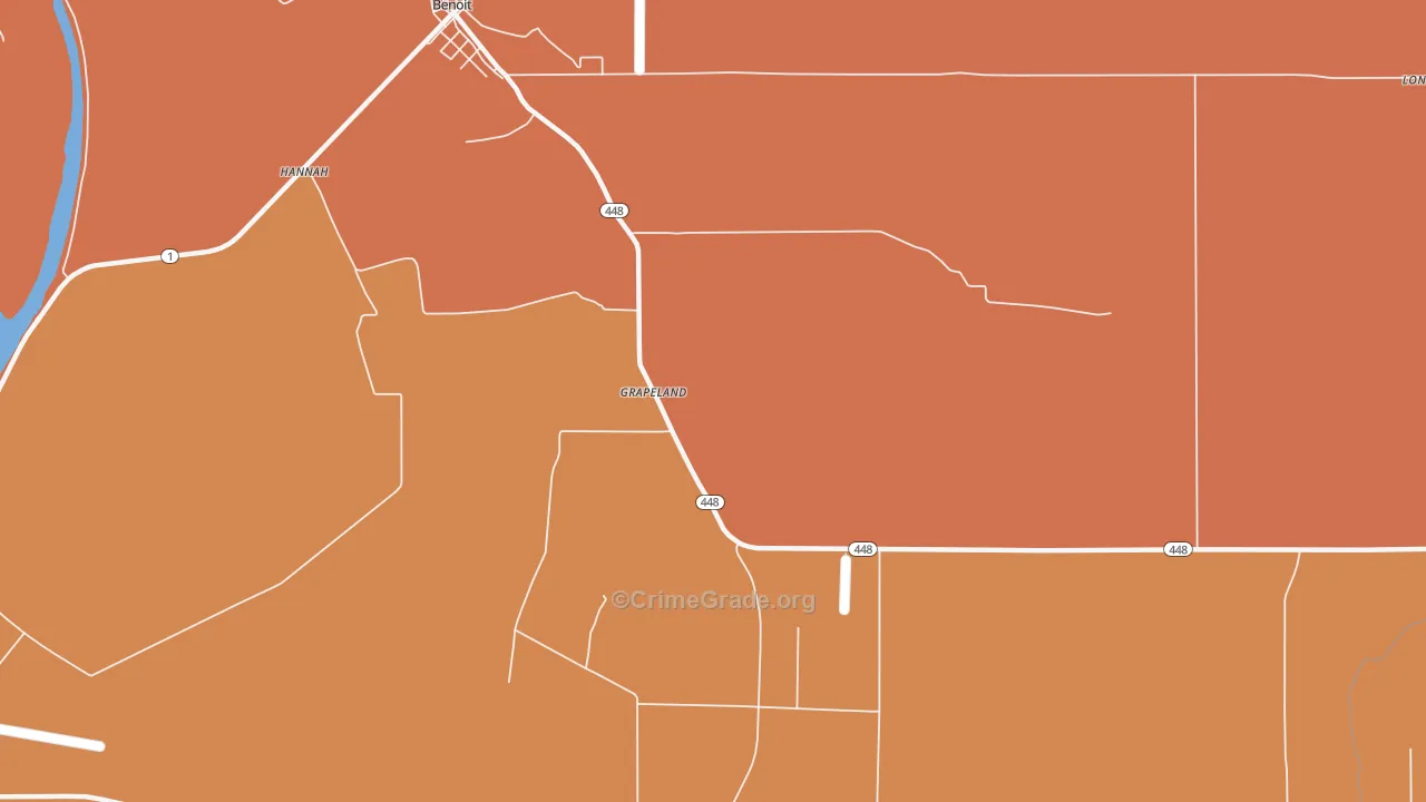 Grapeland, MS Map of Vehicle Theft Rates