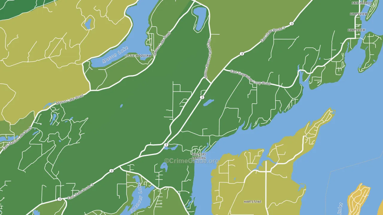 Grapeview, WA Map of Vehicle Theft Rates