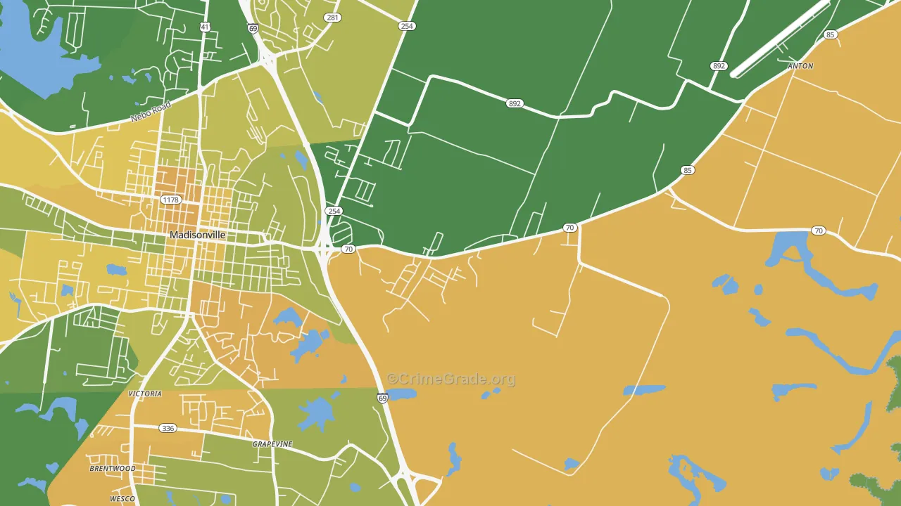 Grapevine, KY Map of Vehicle Theft Rates