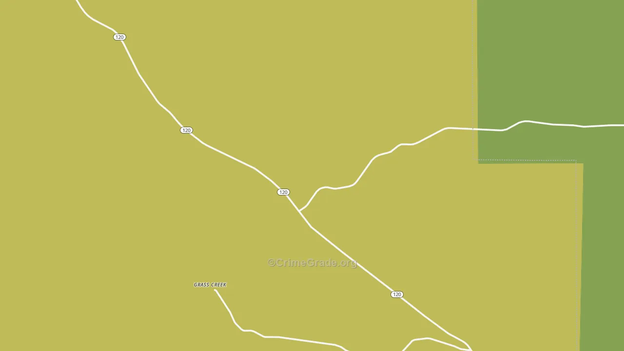Grass Creek, WY Map of Vehicle Theft Rates