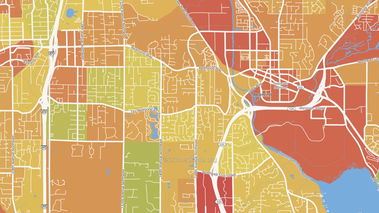 Grass Lawn, Redmond, WA Map of Vehicle Theft Rates