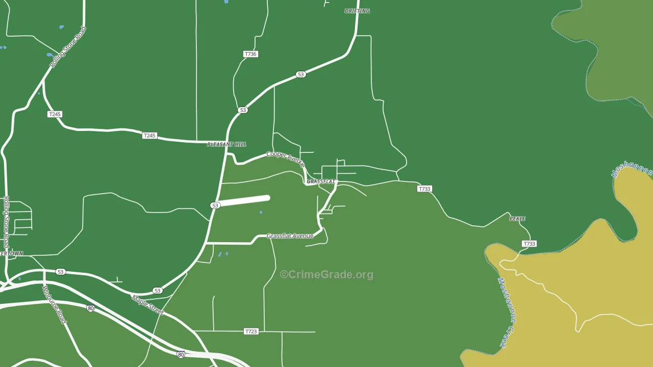 Grassflat, PA Map of Vehicle Theft Rates