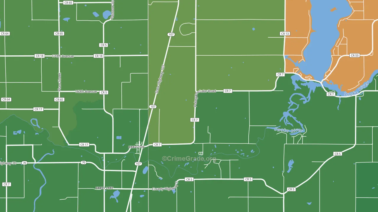 Grasston, MN Map of Vehicle Theft Rates