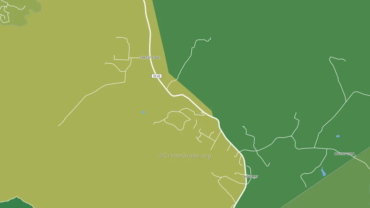 Grassy Cove, TN Map of Vehicle Theft Rates