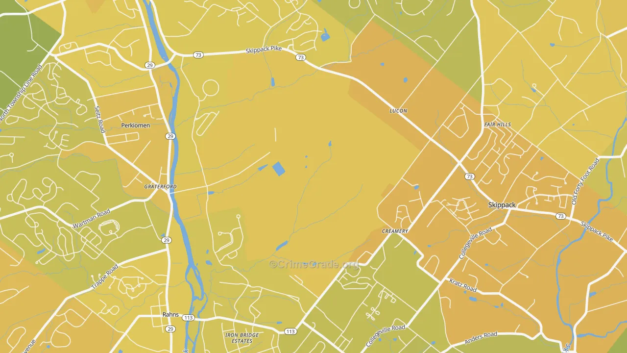 Graterford, PA Map of Vehicle Theft Rates