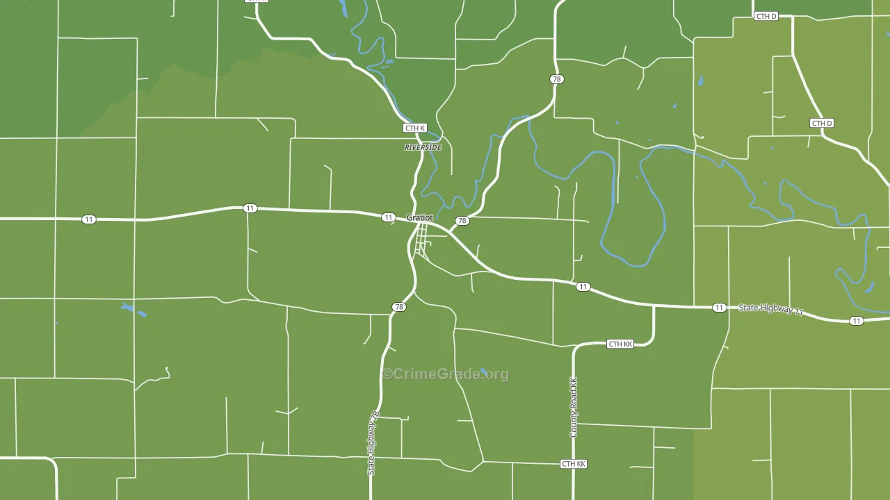 Gratiot, WI Map of Vehicle Theft Rates