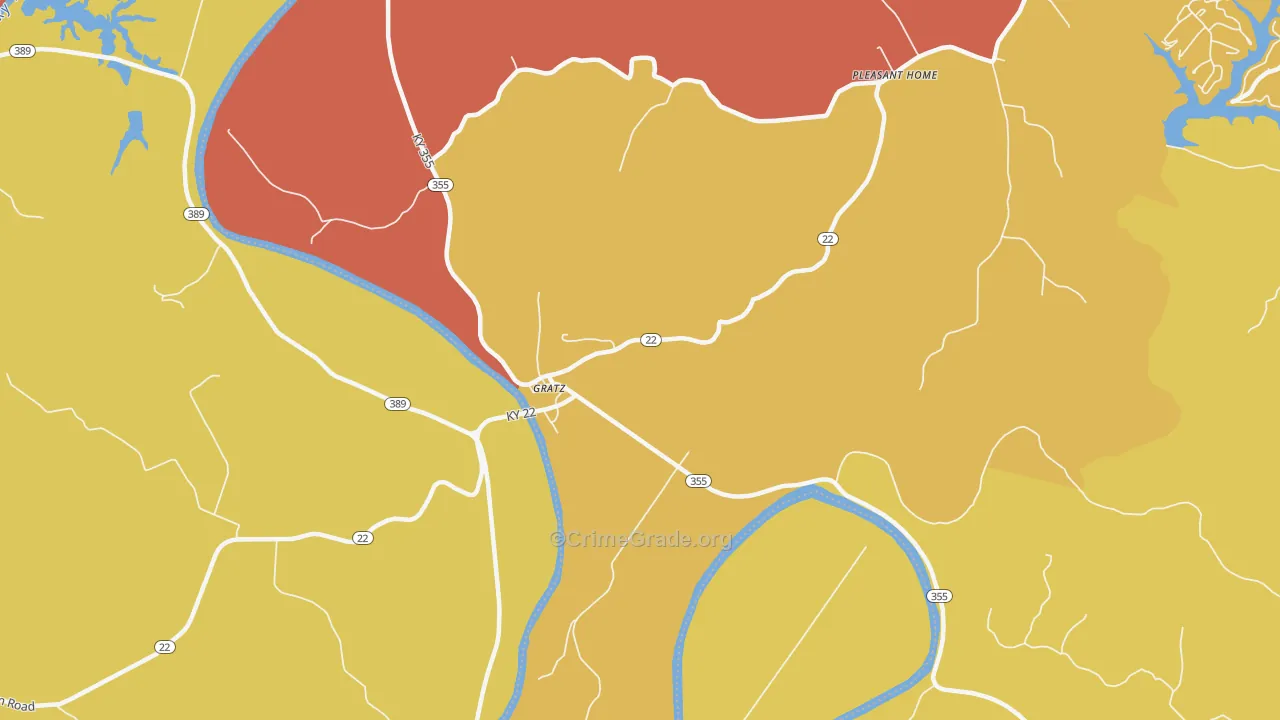 Gratz, KY Map of Vehicle Theft Rates