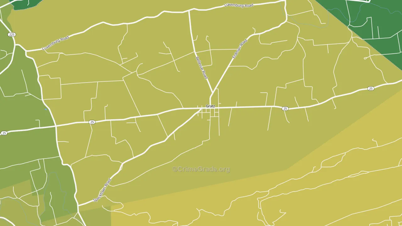 Gratz, PA Map of Vehicle Theft Rates