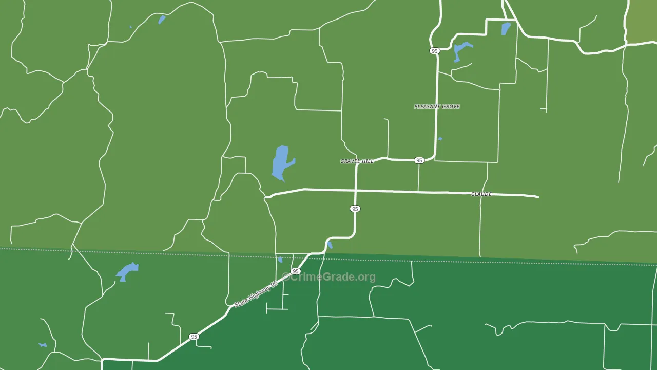 Gravel Hill, AR Map of Vehicle Theft Rates
