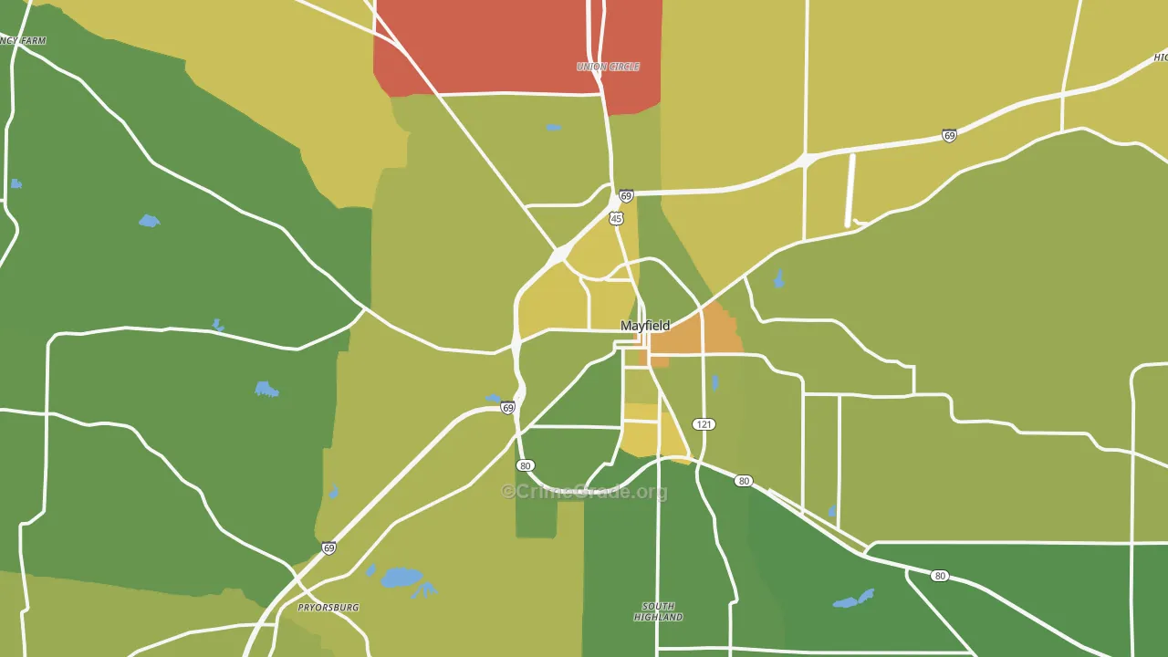 Graves County, KY Map of Vehicle Theft Rates