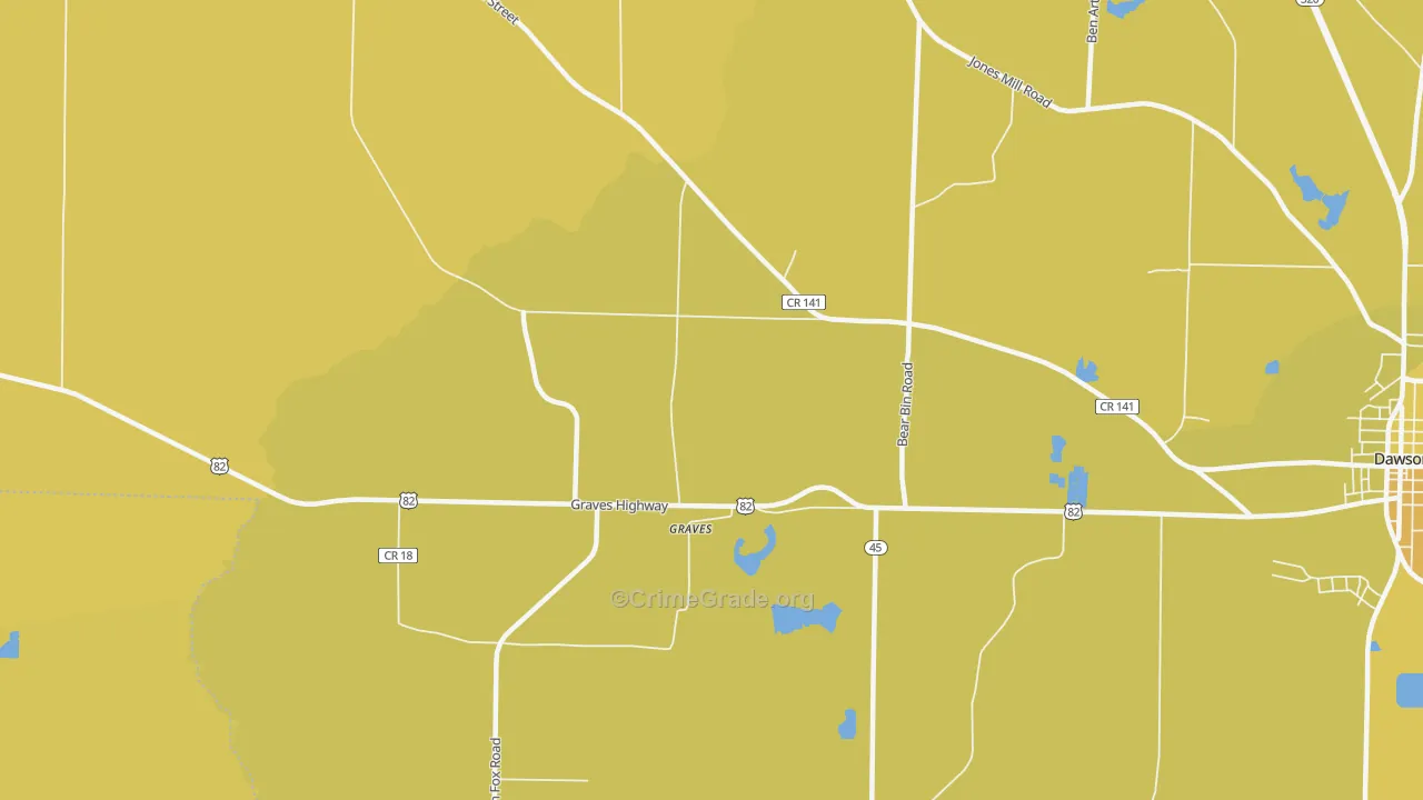Graves, GA Map of Vehicle Theft Rates