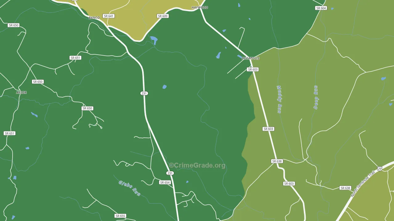 Graves Mill, VA Map of Vehicle Theft Rates