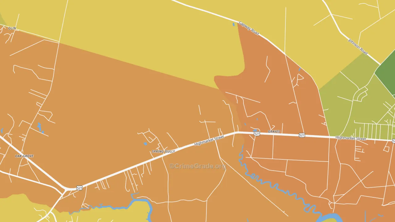 Graves, SC Map of Vehicle Theft Rates