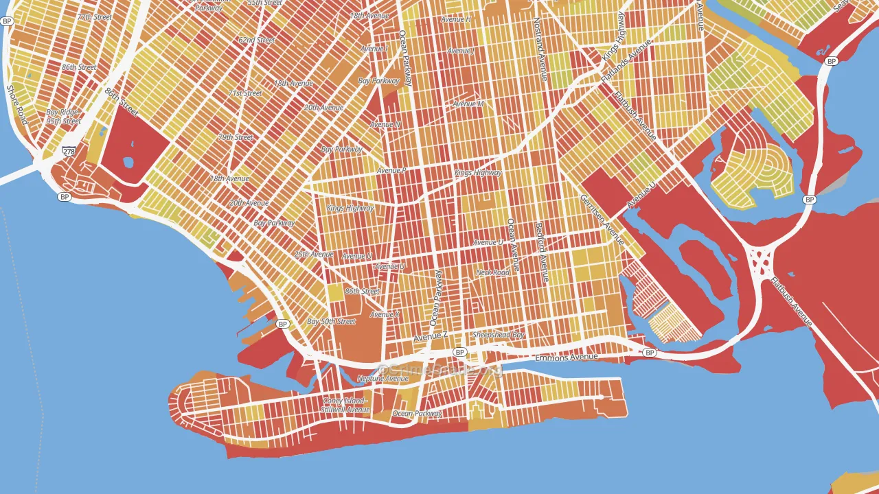 Gravesend-Sheepshead Bay, Brooklyn, NY Map of Vehicle Theft Rates