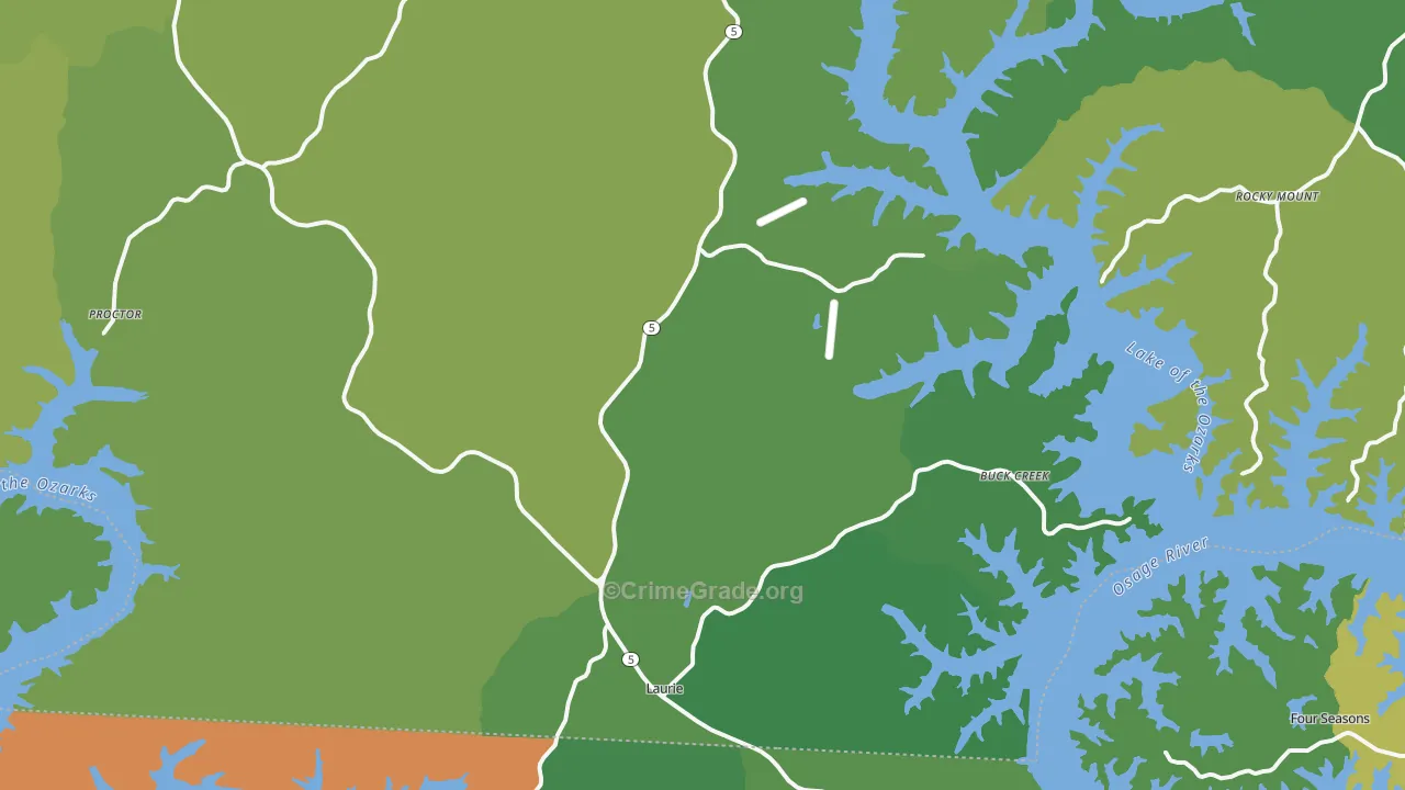 Gravois Mills, MO Map of Vehicle Theft Rates