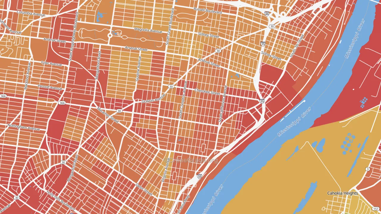 Gravois Park, St. Louis, MO Map of Vehicle Theft Rates