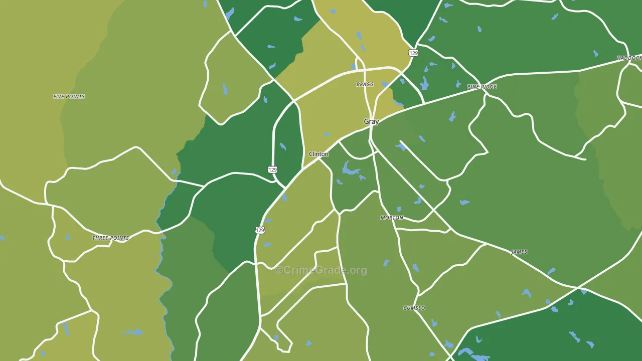 Gray, GA Map of Vehicle Theft Rates