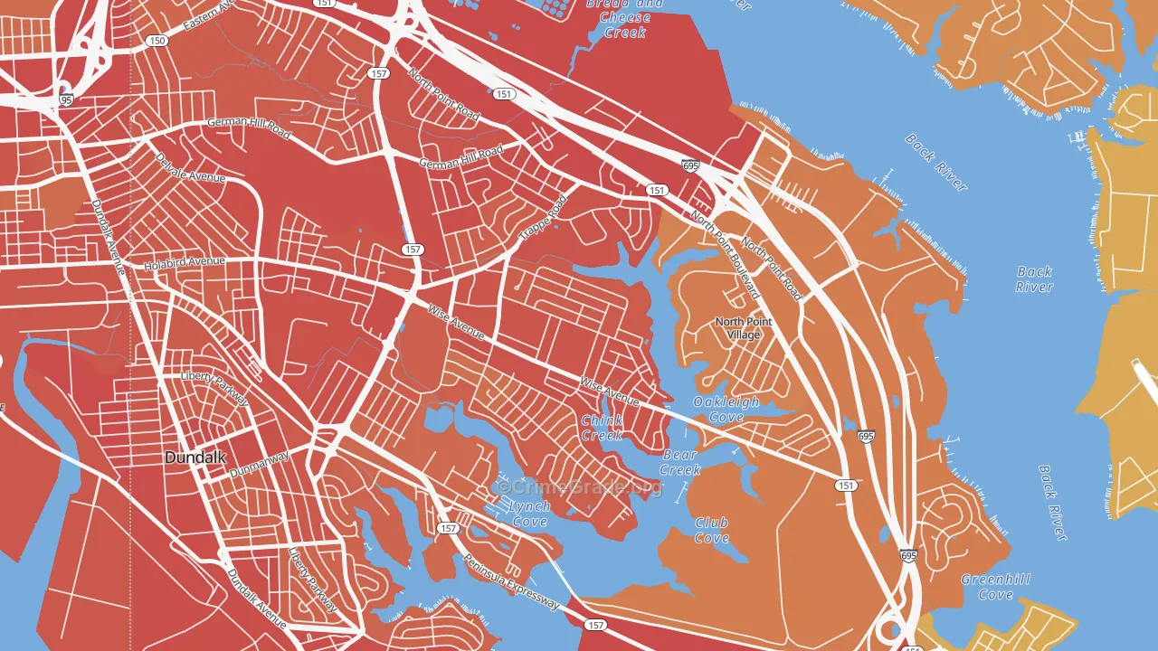 Gray Haven, Dundalk, MD Map of Vehicle Theft Rates
