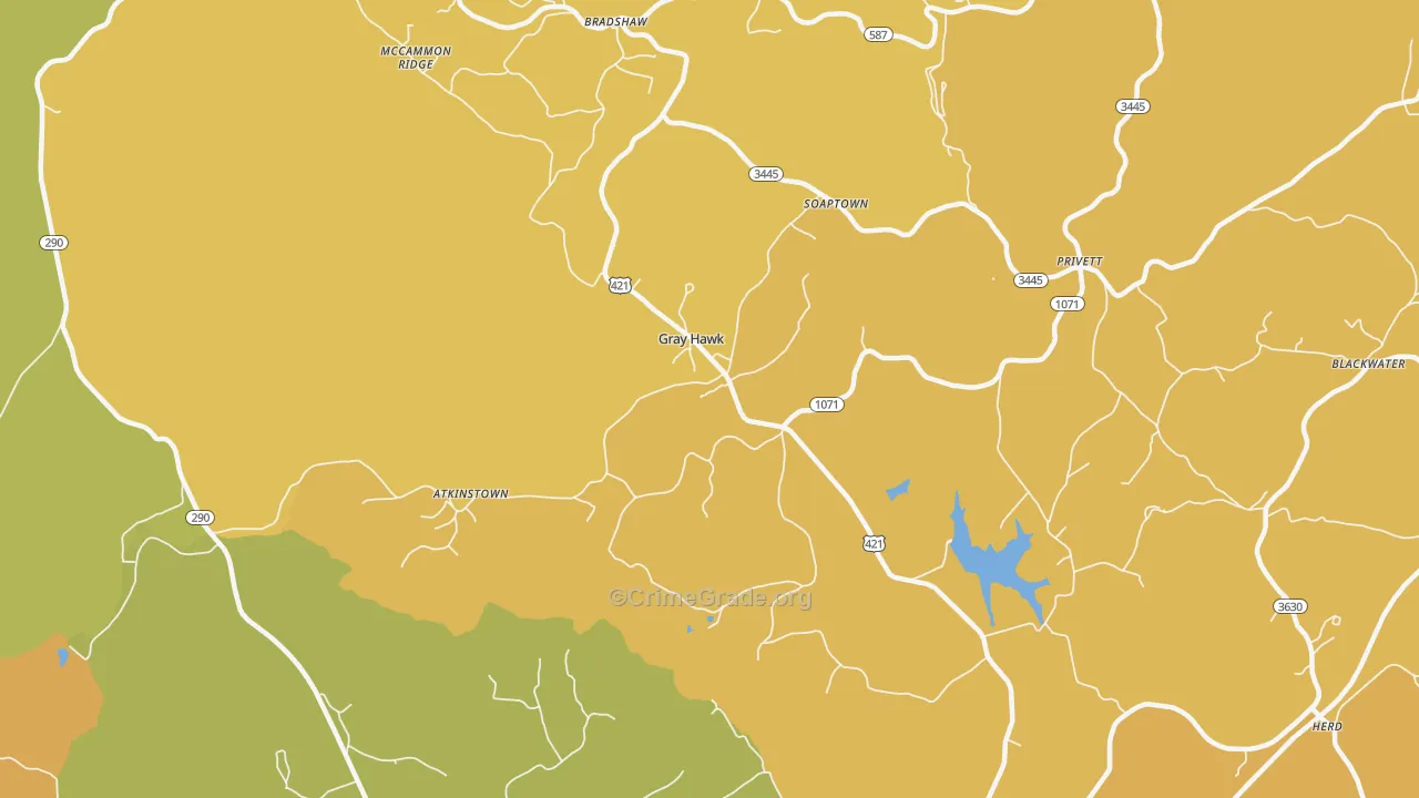 Gray Hawk, KY Map of Vehicle Theft Rates