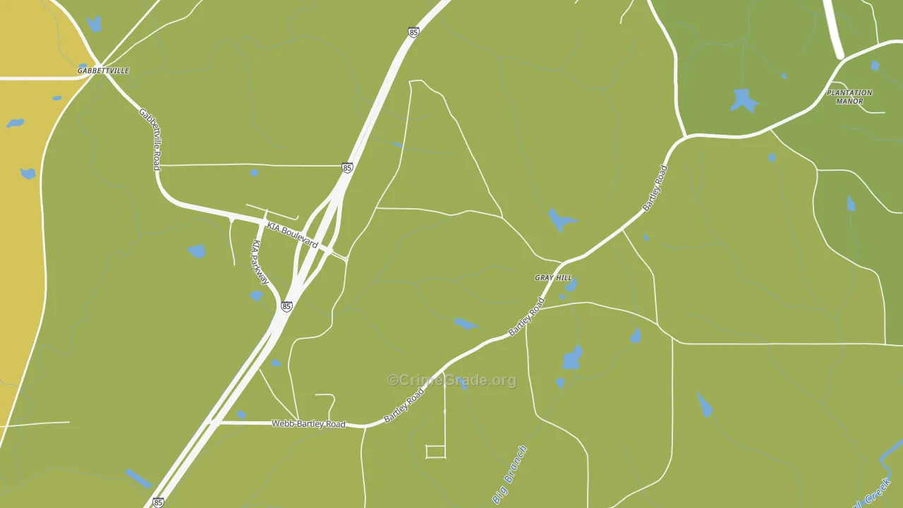 Gray Hill, GA Map of Vehicle Theft Rates