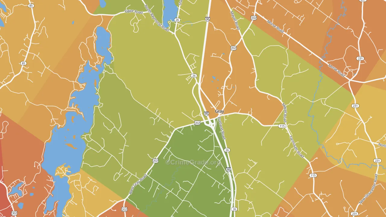 Gray, ME Map of Vehicle Theft Rates