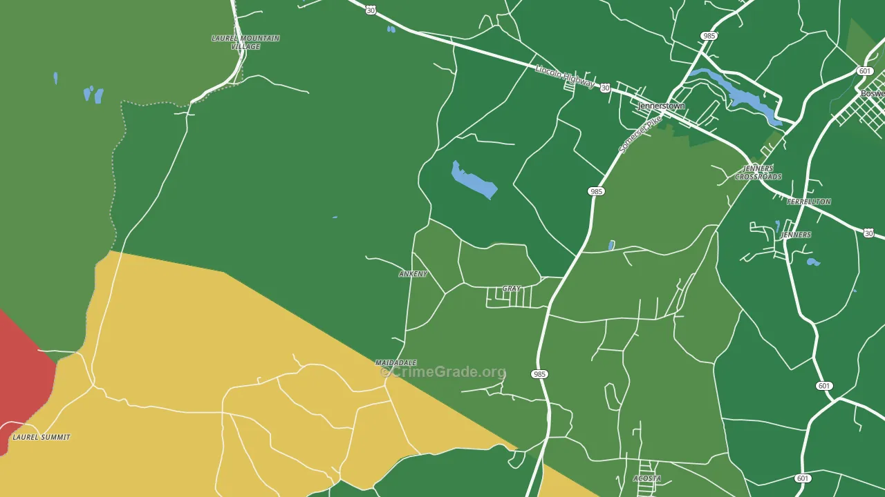Gray, PA Map of Vehicle Theft Rates