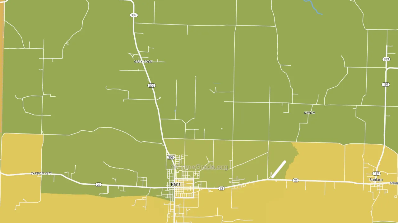 Gray Rock, AR Map of Vehicle Theft Rates